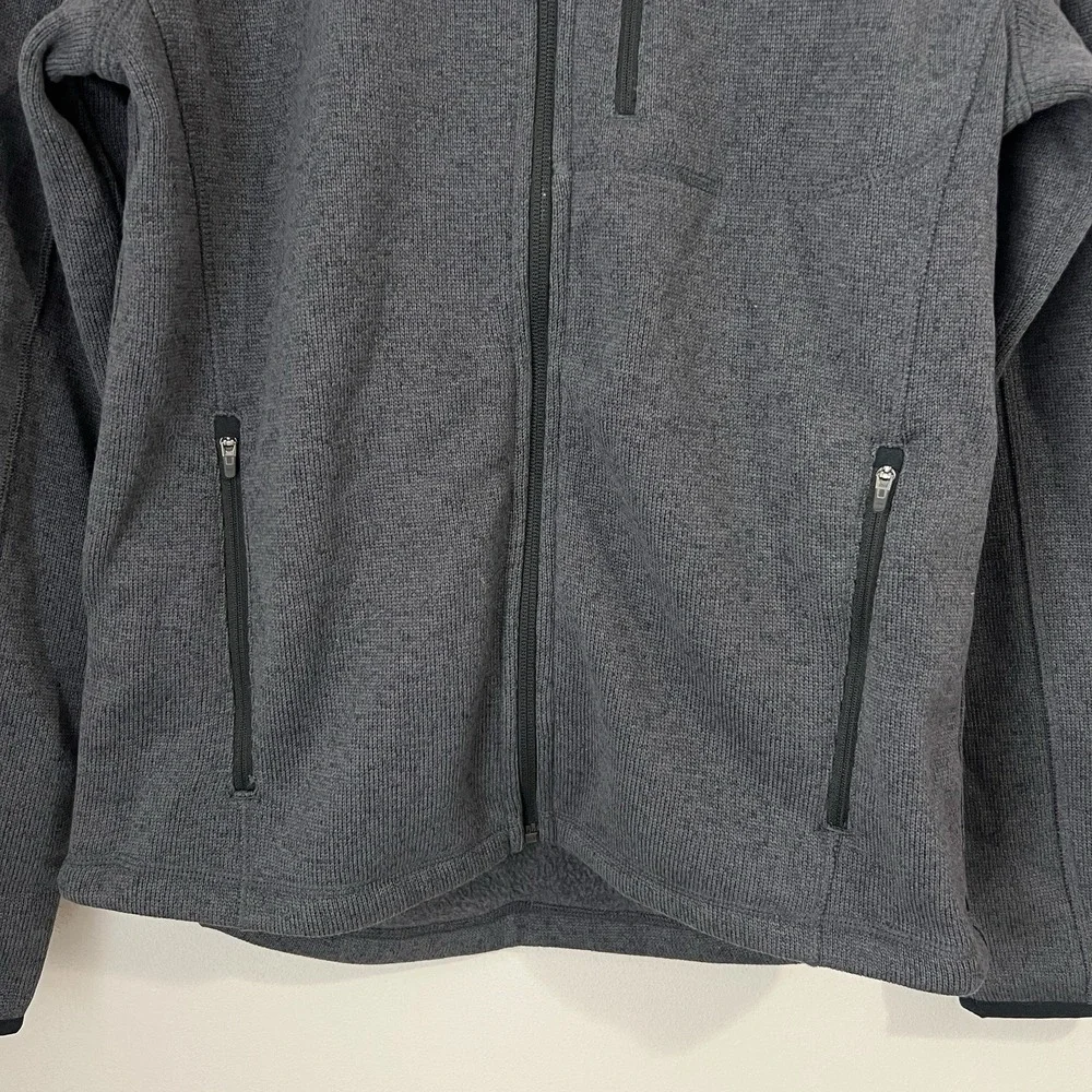 LL Bean Bean's Jacket Men's Small Sweater‎ Fleece Full Zip Hooded Charcoal Gray - Picture 5 of 9